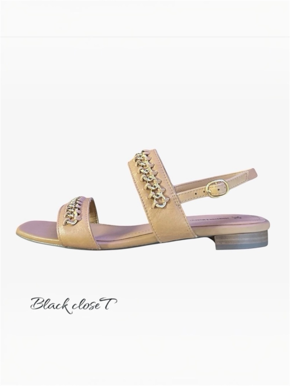 Tan Sandals with Gold Chain Detail